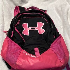 UNDER ARMOR pink and black backpack